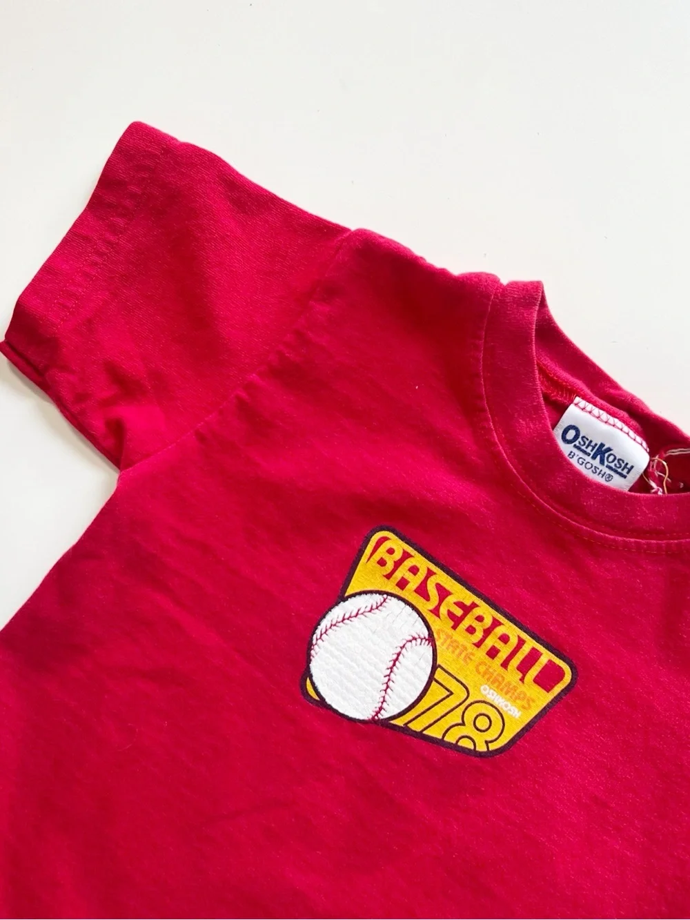 Vintage Oshkosh Red Baseball Tee | USA Made | Size 12m